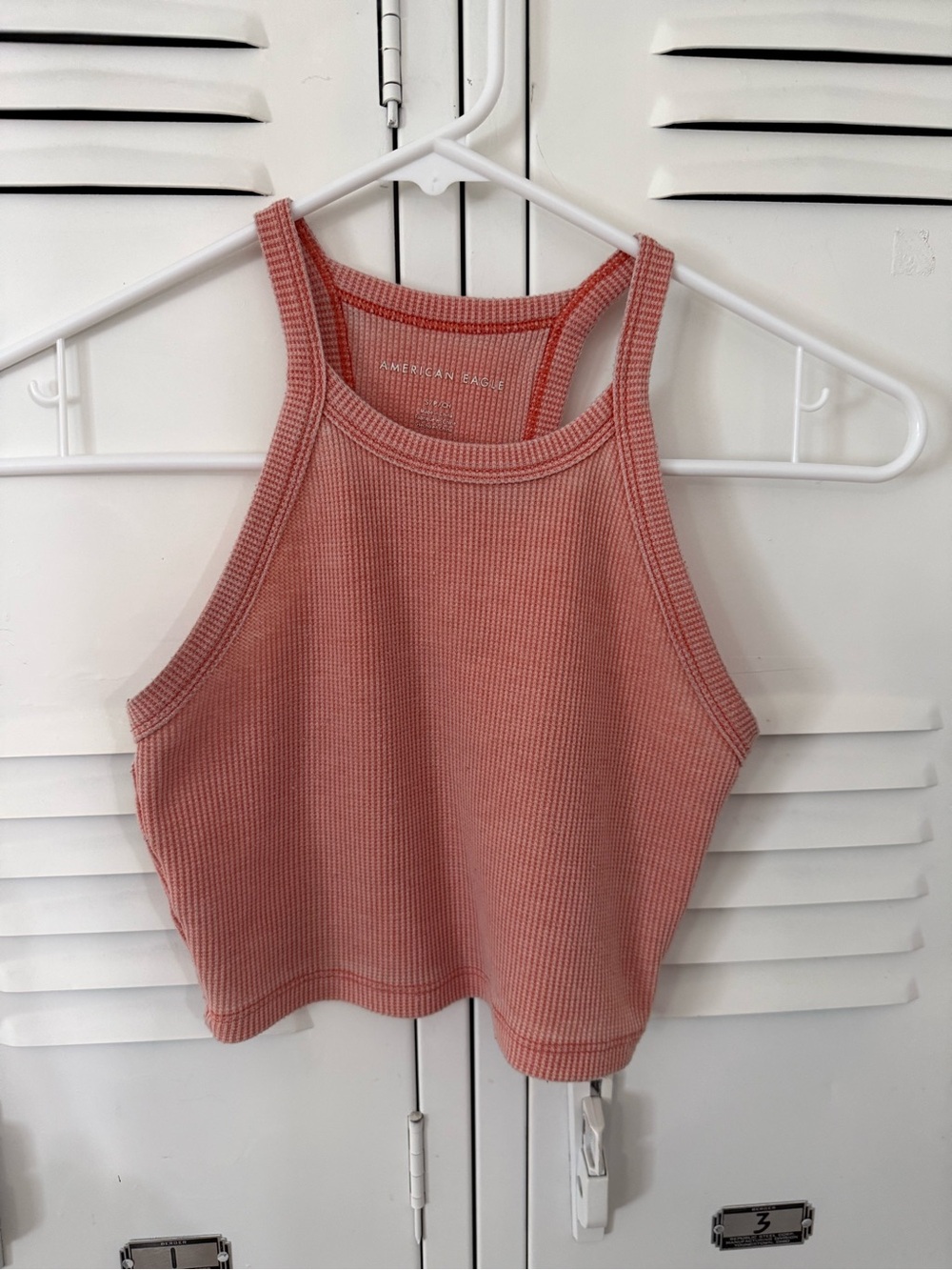 American Eagle Outfitters Dusty Rose Ribbed Racerback Cropped Tank